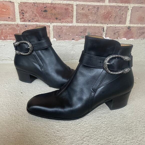 Gucci Dionysus Elizabeth Black Leather Ankle Boots Booties sz 38 / 7.5 8 - Picture 5 of 16